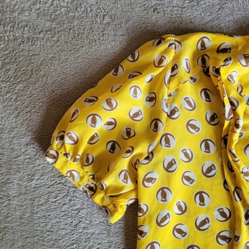 Anthro Girls From Savoy Lemon Liftoff owl print blouse size 8 - Picture 10 of 15